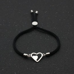 Bratara snur negru Double Heart